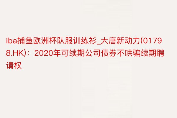 iba捕鱼欧洲杯队服训练衫_大唐新动力(01798.HK)：2020年可续期公司债券不哄骗续期聘请权