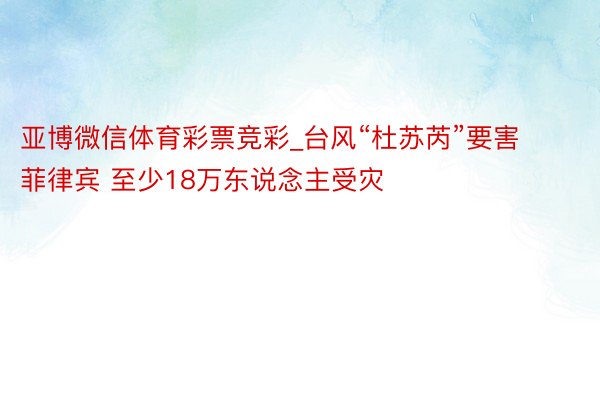 亚博微信体育彩票竞彩_台风“杜苏芮”要害菲律宾 至少18万东说念主受灾