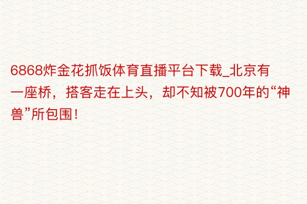 6868炸金花抓饭体育直播平台下载_北京有一座桥，搭客走在上头，却不知被700年的“神兽”所包围！