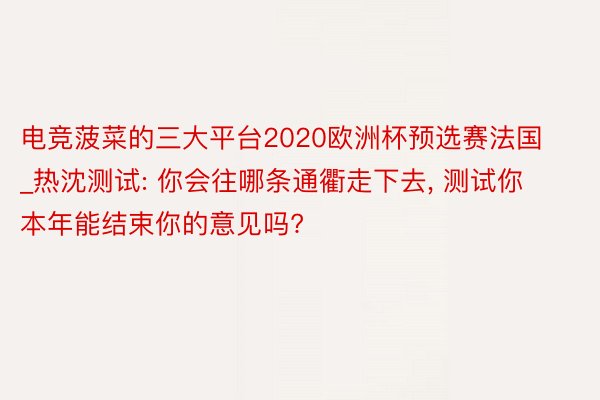 电竞菠菜的三大平台2020欧洲杯预选赛法国_热沈测试: 你会往哪条通衢走下去, 测试你本年能结束你的意见吗?